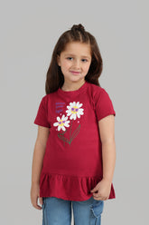 Girls Red Flower Top